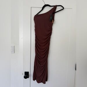 Klassy Bodycon Brown One-Shoulder Dress